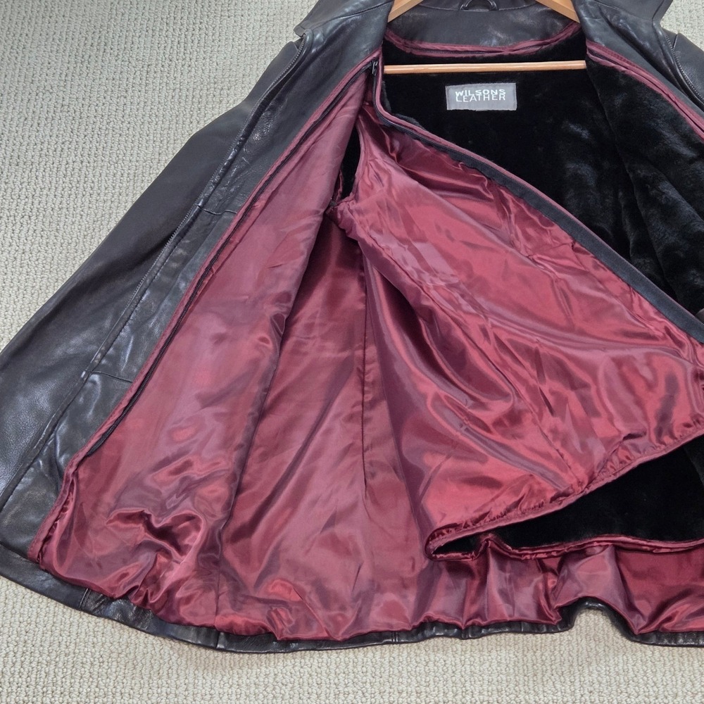 Wilsons Leather Black Full Zip Lined Jacket Coat Moto Womens Medium‎ - Picture 8 of 10